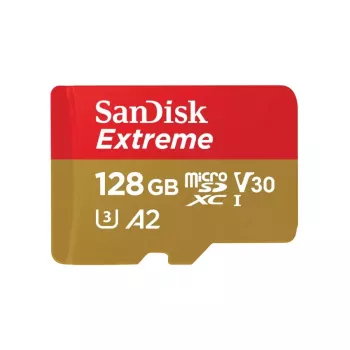 SanDisk Extreme microSDXC 128GB + SD Adapter, 190 MB/s Read, 90 MB/s Write, A2, C10, V30, UHS-I U3