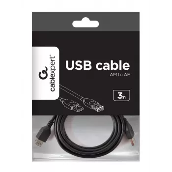 Câble d'extension USB 2.0 Type-A Gembird CCP-USB2-AMAF-10 (AM/AF), 3 m, noir