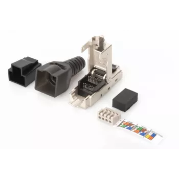 DIGITUS Connecteur à terminaison sur site CAT6a - STP, capuchon anti-poussière, protection anti-pliure