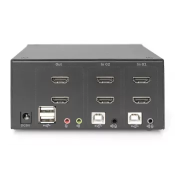 Commutateur KVM DIGITUS, 2 ports, double écran, 4K, HDMI