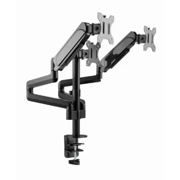 Support d'écran GEMBIRD MA-DA3-01 pince/passe-câble de bureau à 3 bras pour jusqu'à 3×27 pouces, VESA 75/100, ressort à gaz, noir