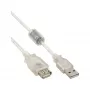 InLine USB 2.0 Extension Cable Type A M/F, transparent, w/ferrite, 3m