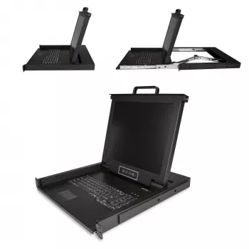 Console KVM rackable StarTech.com - KVM VGA simple port avec moniteur LCD 17 pouces pour rack serveur - Tiroir KVM LCD 1U universel entièrement équipé avec câbles et matériel - Support USB - 50 000 MTBF