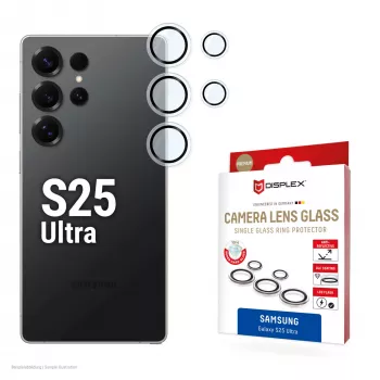 Verre de protection d'objectif photo Displex Premium, Samsung Galaxy S25 Ultra, 10H, anneaux individuels, DLC, transparent, montage rapide