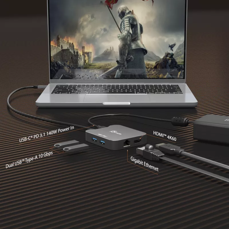 j5create JCD3191 adaptateur de voyage USB-C® 4K60 Elite, noir
