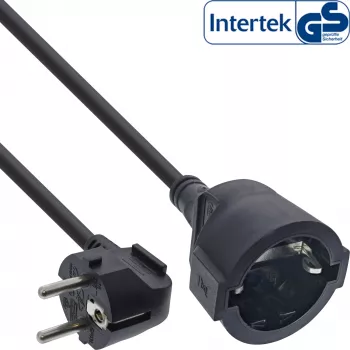 InLine Power Extension Cable Type F angled, black, 20m
