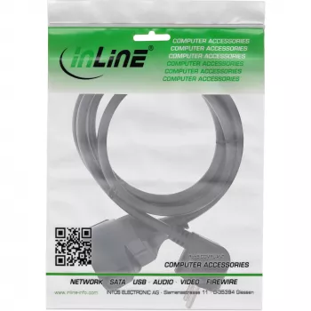 InLine Power Extension Cable Type F angled, black, 20m