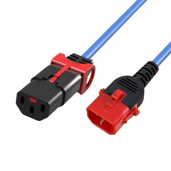 Câble d'alimentation ACT Powercord C13 IEC Lock+ - C14 IEC Lock double verrouillage bleu 1,5 m, PC3621