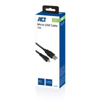 ACT câble de charge/données USB 2.0 A mâle – Micro-B mâle 1 mètre
