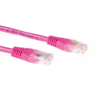 Câble de raccordement ACT rose 20 mètres U/UTP CAT6A avec connecteurs RJ45