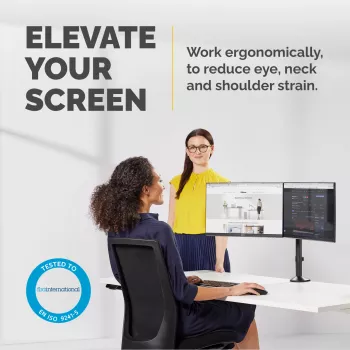 Fellowes Reflex bras double pour moniteur – support double pour écrans de 8 kg jusqu'à 27 inch – bras de bureau réglable – inclinaison 45°, rotation 180°, pivotement 360°, VESA 75 x 75/100 x 100 – noir