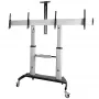 StarTech.com chariot TV double pour téléviseurs VESA 37-60 inch jusqu'à 110 lb/50 kg chacun – support TV réglable en hauteur, chariot d'affichage mobile avec étagères pour équipement – chariot TV roulant sur roues – support TV roulant