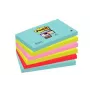 Papier à notes 3M 655-6SS-MIA rectangulaire bleu, rose, rouge, jaune autocollant