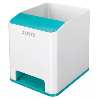 Pot à crayons Sound Leitz WOW, bleu, blanc, polystyrène (PS), 90 mm, 101 mm, 100 mm, 140 g
