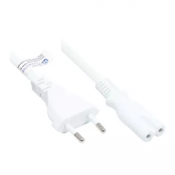 Câble d'alimentation euro, fiche euro type C (droite) vers prise C7/Euro 8 (droite), blanc, 0,75 mm², 7,5 m, Good Connections® (P0370-W075)