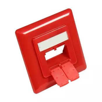Pièce centrale Good Connections 50 x 50 mm avec cadre de recouvrement 80 x 80 mm pour prises réseau, rouge signalisation RAL3020 (GC-N0057)