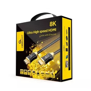 Câble HDMI Gembird CCBP-HDMI8K-AOC-5M — HDMI 2.1, 48 Gbit/s, 5 m, connecteurs plaqués or