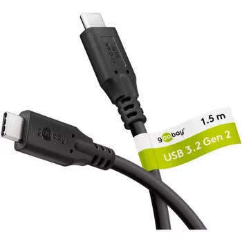 Câble USB Goobay C, USB 3.2, 60 W, 10 Gbit/s, Power Delivery, 1,5 m (1,50 m, USB 3.2, 60 W), câble USB