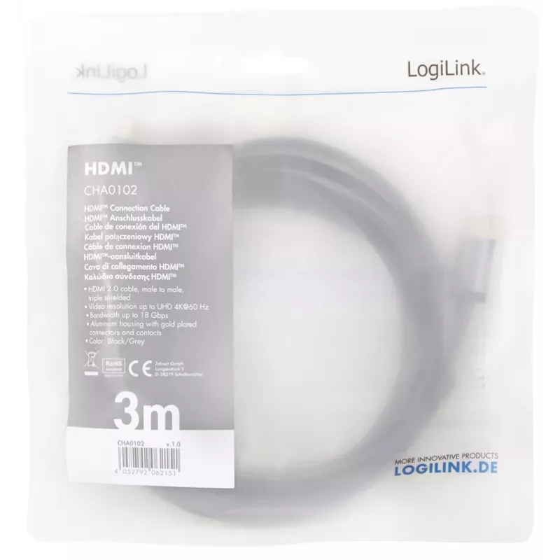 Câble HDMI LogiLink CHA0102 3m