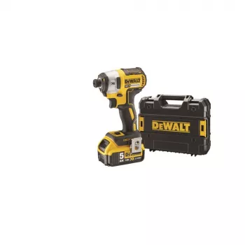 Clé à chocs DeWALT DCF887P2-QW entraînement 1/4 pouce, 18V Li‑Ion 5Ah, 205 N·m, 3250 RPM, 2 batteries, chargeur, coffret