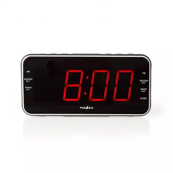 Nedis CLAR004BK Radio-réveil avec affichage LED, tuner FM, double alarme, projection, AUX, noir