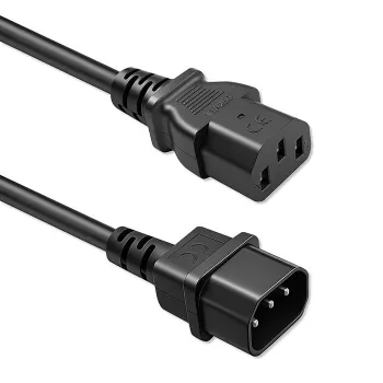 Câble d'alimentation QOLTEC IEC C13 C14 3x0,75 mm² cuivre pur 1,8 m noir