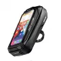 Sacoche de guidon WILDMAN X3 avec support téléphone, noire, coque rigide, résistante à l'eau, jusqu'à 6,7 pouces