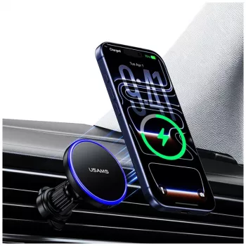 Support magnétique USAMS pour grille d'aération de voiture pour smartphones, rotation 360°, noir