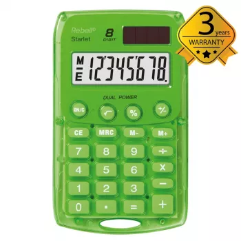 Calculatrice de poche Rebell Starlet G, 8 chiffres, verte
