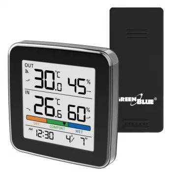 GREENBLUE GB169 B Station météo sans fil avec écran couleur et capteur extérieur