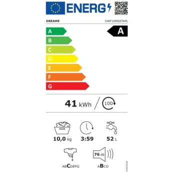DREAME N5 Lave-linge à chargement frontal 8kg 1400 tr/min Classe énergétique A Blanc