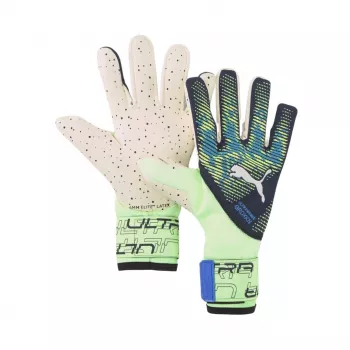 Gants de gardien de but PUMA Ultra Ultimate 1 NC Green Flash White Blue Glimmer 9.5
