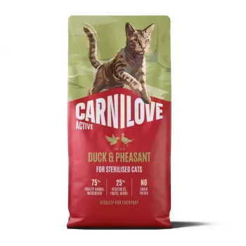 Alimentation sèche pour chats CARNILOVE ACTIVE au canard et faisan pour chats adultes stérilisés toutes races 6 kg