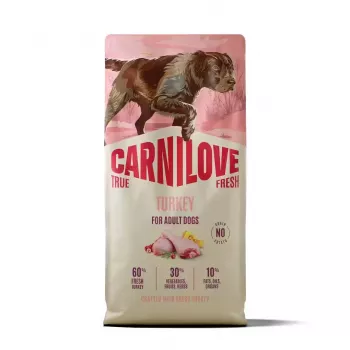 Alimentation sèche pour chiens CARNILOVE TRUE FRESH dinde pour chiens adultes toutes races 12 kg