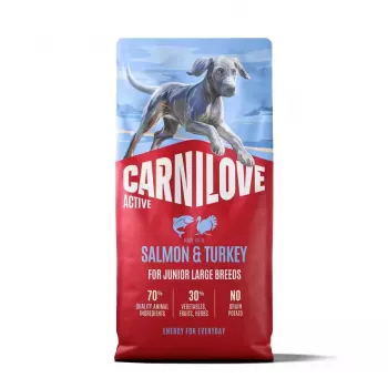 Croquettes pour chien CARNILOVE ACTIVE au saumon et dinde pour chiots de grandes races 12 kg