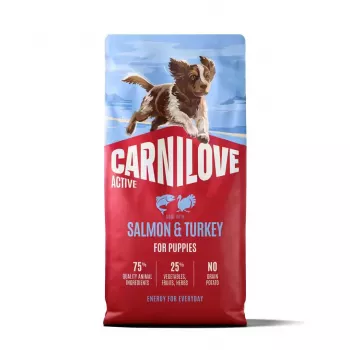 Croquettes pour chien CARNILOVE ACTIVE au saumon et dinde pour chiots 12 kg