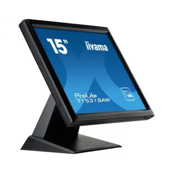 Écran LED tactile résistif Iiyama ProLite T1531SAW-B5 15 inch XGA, 4:3, DVI-D/VGA, USB, haut-parleurs, façade IP54, VESA, noir