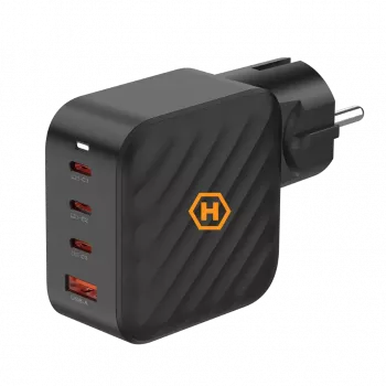 Chargeur mural HAMMER RapidCharge 100W GaN, 2x USB-C PD 100W + 1x USB-A QC 30W, noir