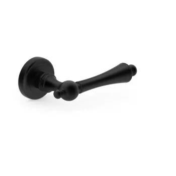 Ensemble de poignées de porte à levier OLIVIA R, noir mat, alliage de zinc, réversible, rosace ronde, passage/salle de bain, axe 8x8 mm