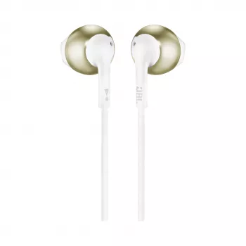 Écouteurs intra-auriculaires JBL T205 or champagne avec microphone