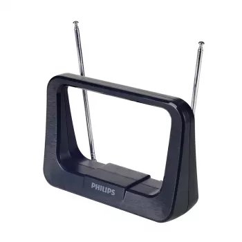 Antenne TV intérieure Phil DVB-T/T2 avec câble coaxial 1,8 m, 75 Ohm, filtre 3G/4G, noir
