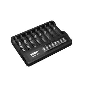 Chargeur de batteries Li-ion/Ni-MH USB-C XTAR MX8, 3,7 V/1,5 V/1,2 V