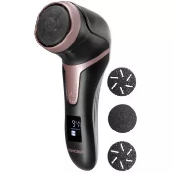 Râpe à pieds électrique CONCEPT PN3020 noire – râpe à callosités rechargeable avec 2 rouleaux en quartz, 90 minutes d'utilisation sans fil