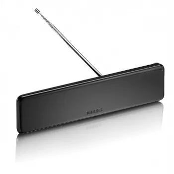 Antenne TV intérieure Philips SDV5225/12 avec gain réglable, câble coaxial 1,8 m, 75 Ohm, filtre 3G/4G, DVB-T/T2