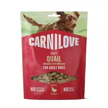 Friandise molle pour chien CARNILOVE SOFT à la caille enrichie à l'origan 200 g - sans céréales pour chiens adultes