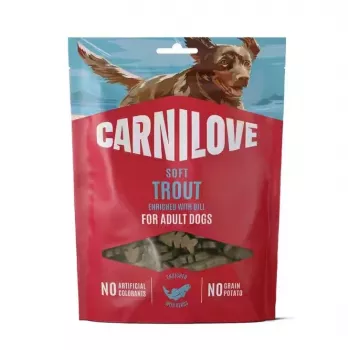 Friandise souple pour chien CARNILOVE à la truite et à l'aneth 200 g – récompenses d'entraînement sans céréales pour toutes les races