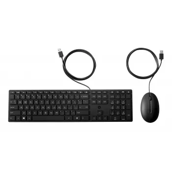HP 320MK Ensemble clavier-souris USB filaire, résistant aux éclaboussures – Noir - EST