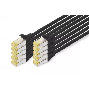 Câble patch DIGITUS - CAT6a - S/FTP - Snagless - Cu - 0,5 m - noir - lot de 10