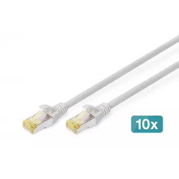 Câble patch DIGITUS CAT6A S/FTP, 3 m, gris, lot de 10