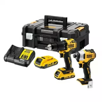 Kit combiné DEWALT 18V DCK2060L2T (perceuse à percussion DCD778 + visseuse à chocs DCF787) 2 batteries Li-Ion 3,0 Ah, chargeur, coffret TSTAK II